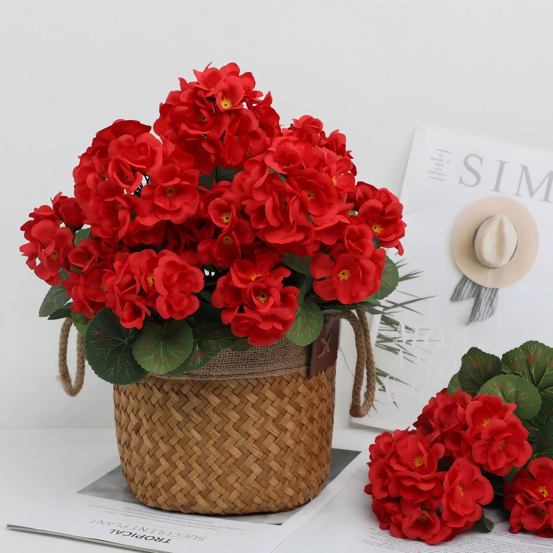 Bonsai Garden Festival - 1/3PC Artificial Flower Begonia Plant Wedding
