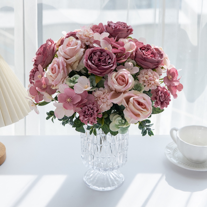 7 Fork Silk Peony Rose Hydrang - Bonsai Garden Festival review and price