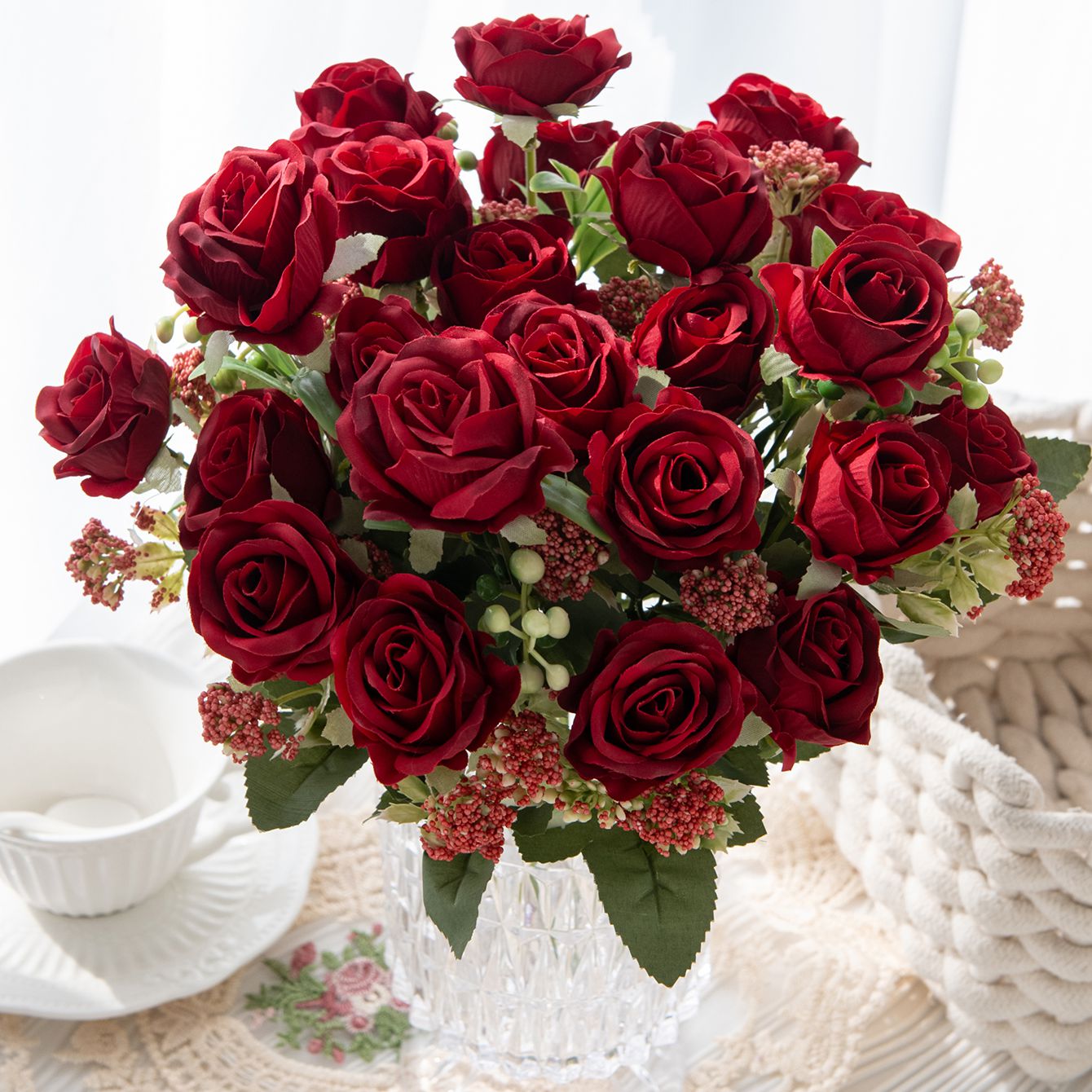 Artificial Flower Silk Rose Fe - Bonsai Garden Festival review and price