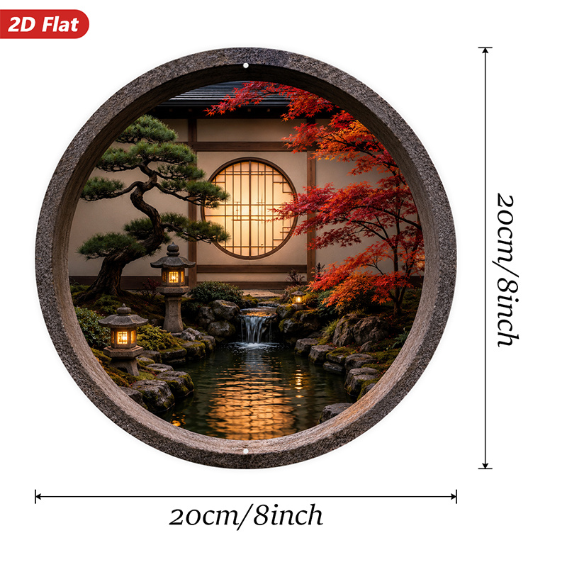 2D Flat, 1pc Round Metal Sign  - Bonsai Garden Wall review and price