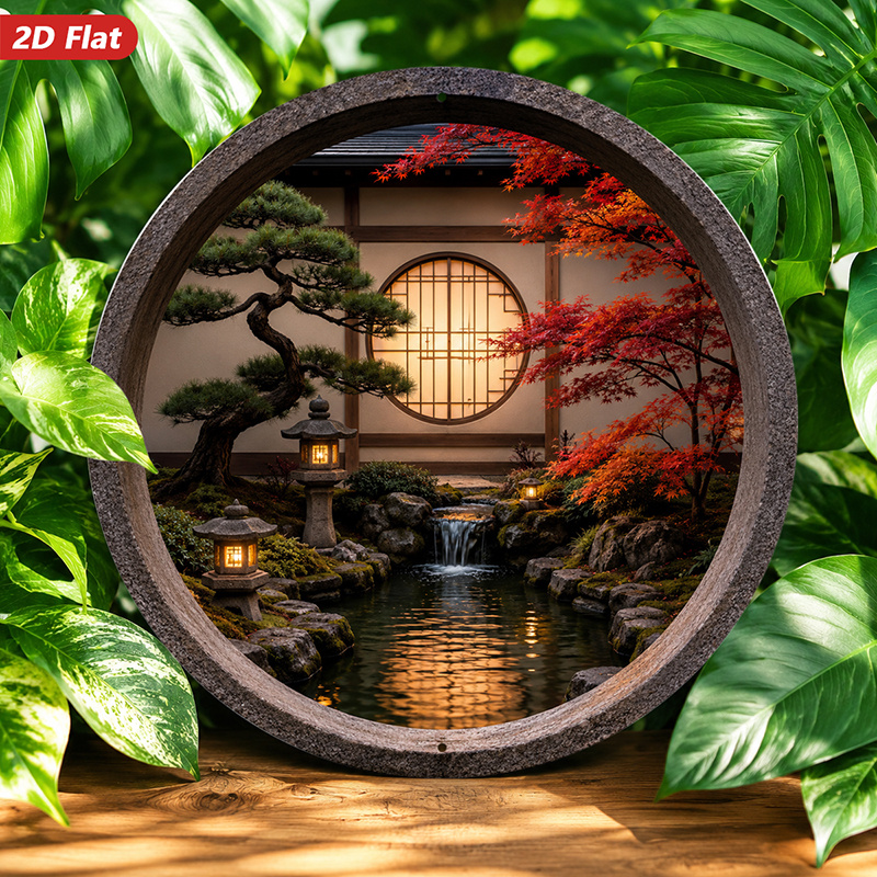 2D Flat, 1pc Round Metal Sign  - Bonsai Garden Wall review and price